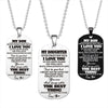 Engraved Black Stainless Steel Necklace To My Daughter Son Big Metal Tags Pendants Necklaces Love Gifts From Mom Dad
