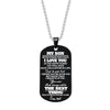 Engraved Black Stainless Steel Necklace To My Daughter Son Big Metal Tags Pendants Necklaces Love Gifts From Mom Dad