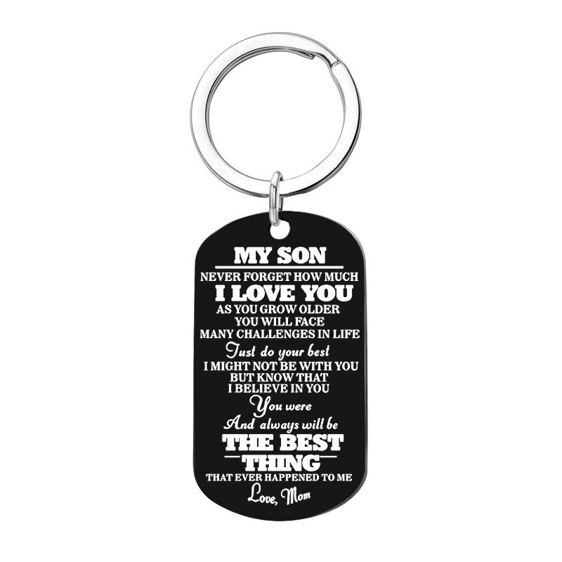 Engraved Black Stainless Steel Necklace To My Daughter Son Big Metal Tags Pendants Necklaces Love Gifts From Mom Dad