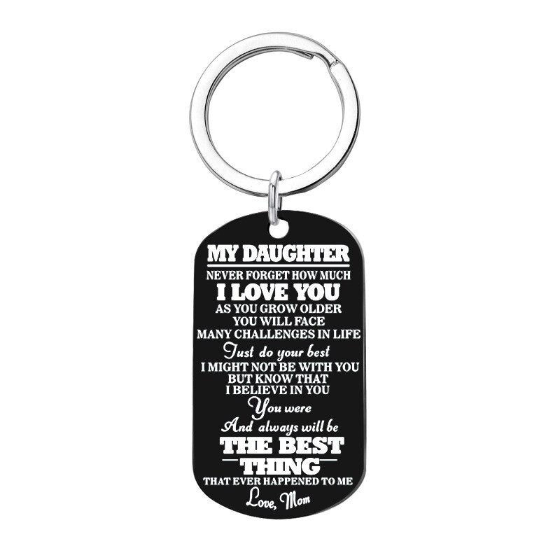 Engraved Black Stainless Steel Necklace To My Daughter Son Big Metal Tags Pendants Necklaces Love Gifts From Mom Dad
