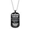 Engraved Black Stainless Steel Necklace To My Daughter Son Big Metal Tags Pendants Necklaces Love Gifts From Mom Dad