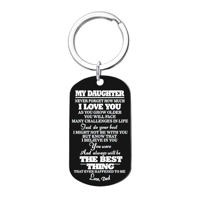 Engraved Black Stainless Steel Necklace To My Daughter Son Big Metal Tags Pendants Necklaces Love Gifts From Mom Dad