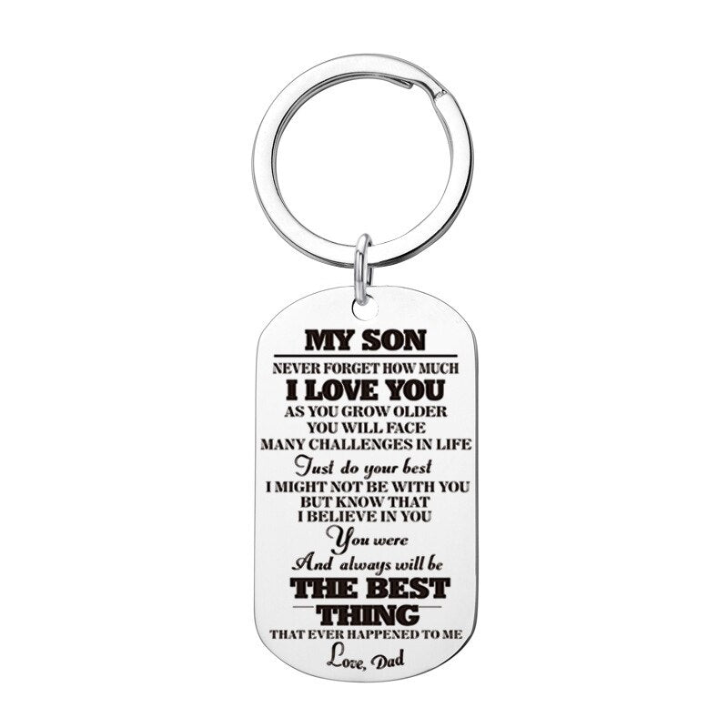 Engraved Black Stainless Steel Necklace To My Daughter Son Big Metal Tags Pendants Necklaces Love Gifts From Mom Dad