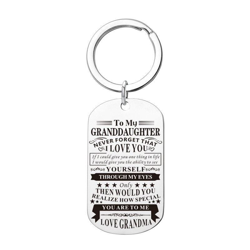 Engraved Black Stainless Steel Necklace To My Grandson Big Metal Tags Pendants Necklaces Love Gifts From Grandma Grandpa