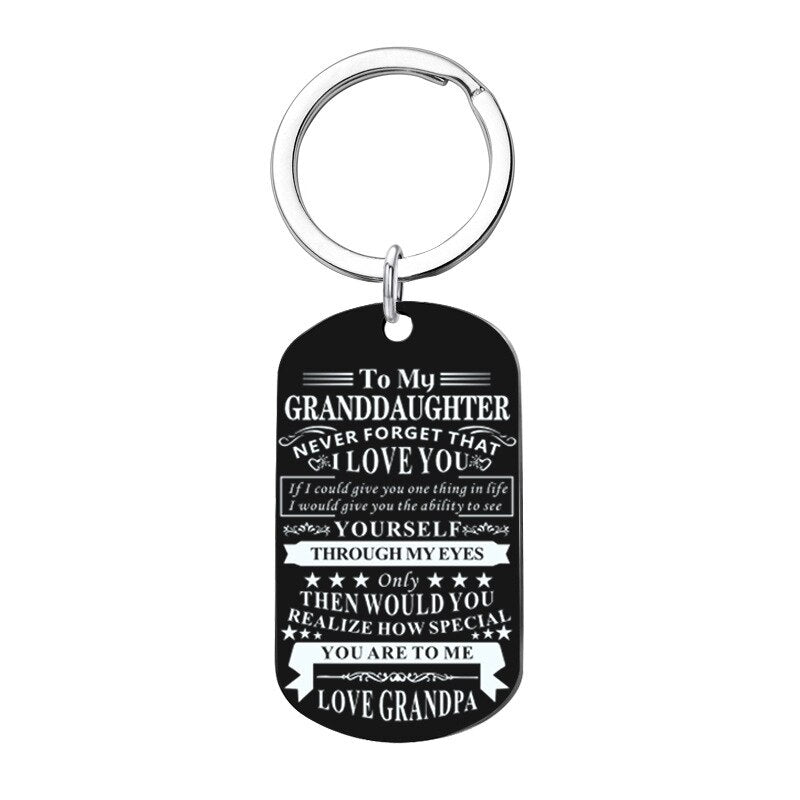 Engraved Black Stainless Steel Necklace To My Grandson Big Metal Tags Pendants Necklaces Love Gifts From Grandma Grandpa