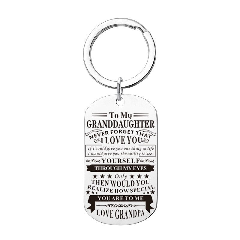 Engraved Black Stainless Steel Necklace To My Grandson Big Metal Tags Pendants Necklaces Love Gifts From Grandma Grandpa