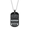 Engraved Black Stainless Steel Necklace To My Grandson Big Metal Tags Pendants Necklaces Love Gifts From Grandma Grandpa