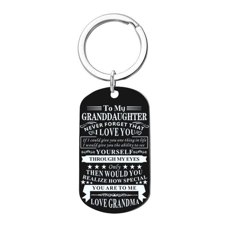 Engraved Black Stainless Steel Necklace To My Grandson Big Metal Tags Pendants Necklaces Love Gifts From Grandma Grandpa