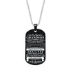 Engraved Black Stainless Steel Necklace To My Grandson Big Metal Tags Pendants Necklaces Love Gifts From Grandma Grandpa