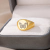 Engraved Butterfly Rings for Women Stainless Steel Wide Chunky Finger Ring 2023 Trend Couple Wedding Aesthetic Jewerly anillos