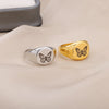 Engraved Butterfly Rings for Women Stainless Steel Wide Chunky Finger Ring 2023 Trend Couple Wedding Aesthetic Jewerly anillos