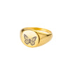 Engraved Butterfly Rings for Women Stainless Steel Wide Chunky Finger Ring 2023 Trend Couple Wedding Aesthetic Jewerly anillos