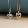 Engraved Forever Love Heart Shape With Birthstone Necklace Inspirational Double Layer Pendant Jewelry Gift For Women Girlfriend
