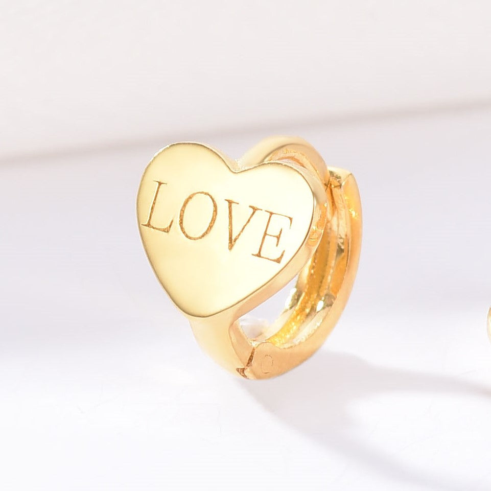 Real 18K Gold Earring Heart Jewelry Women Miss Girls Gift Party Female LOVE Clip Earrings Solid Hot Sale New Good Trendy
