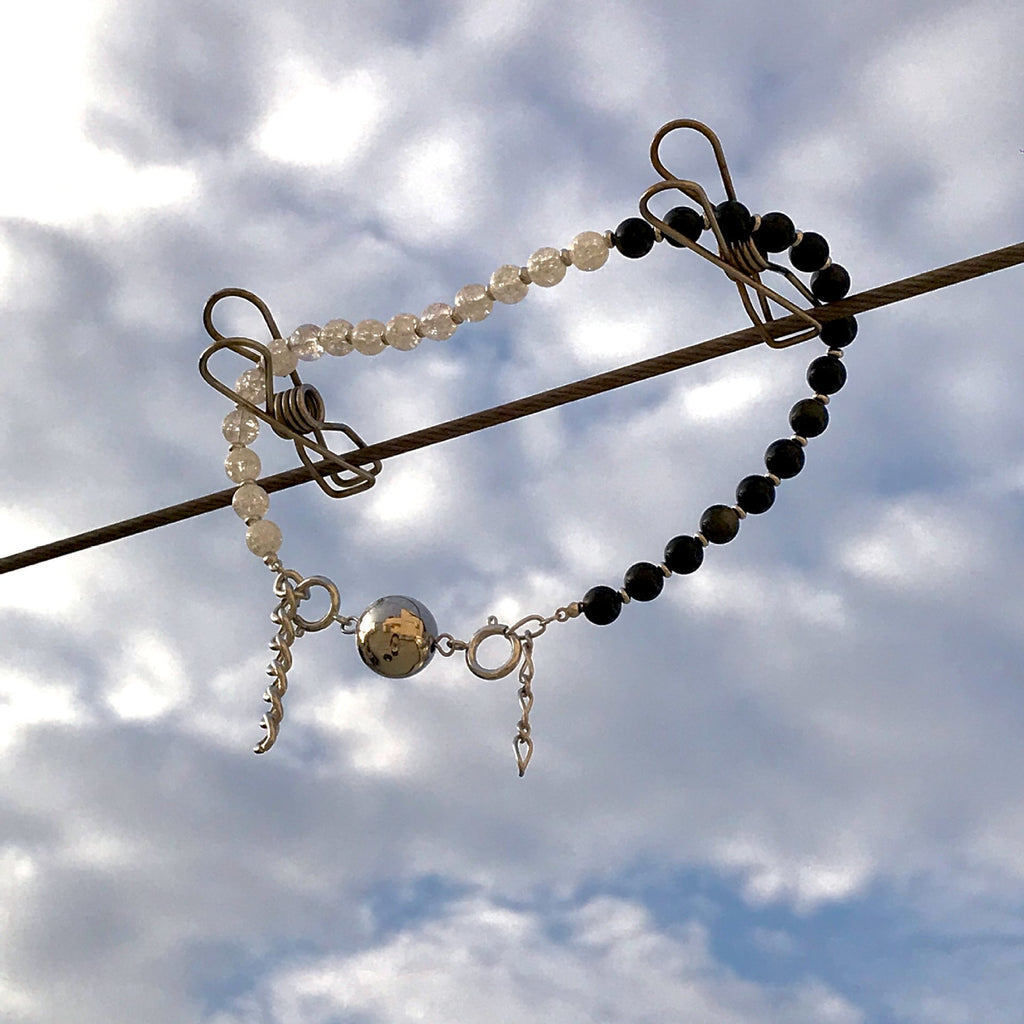 ErEr Two-color Black and White Yin and Yang Agate Titanium Steel Necklace Detachable Collar Men and Women The Same Style Clavicl