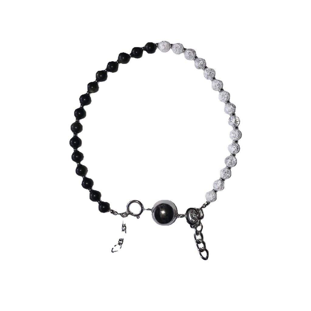 ErEr Two-color Black and White Yin and Yang Agate Titanium Steel Necklace Detachable Collar Men and Women The Same Style Clavicl