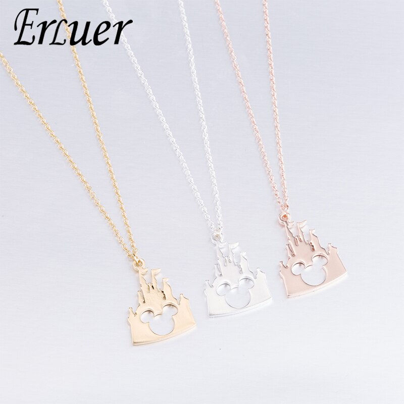 Erluer 2022 Tiny Necklace Women Long Mickey Castle Necklace For Women  Pendant Jewelry Accessories Gift