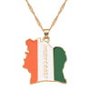 Ethiopian Flag &amp; Lion Map Pendant Necklaces Women/Men Jewelry Gold Color Africa Maps Ethiopia Lion Necklace Bijoux Femme