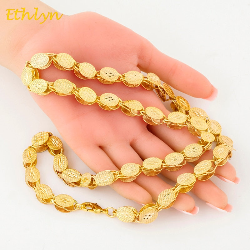 Brand Big Size Length 70cm/ Width 10mm Ethiopian Handmade Gold Color Thick Necklaces &Chain Dubai/Arab N033