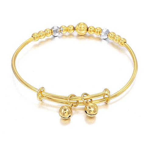 Christmas Gift Small Bangle for Girls/Baby Gold Color Charm Beads Bracelet Small Bell/Heart Jewelry Child Party Gifts B65