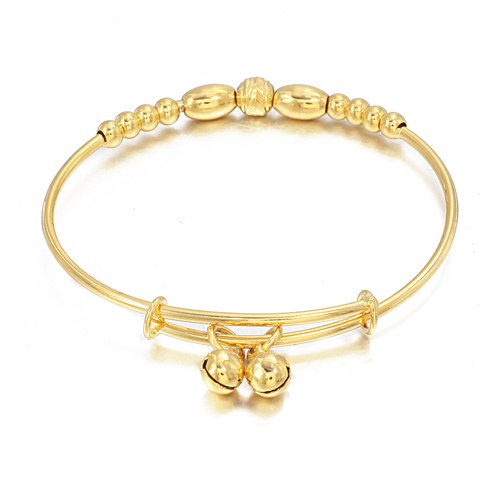 Christmas Gift Small Bangle for Girls/Baby Gold Color Charm Beads Bracelet Small Bell/Heart Jewelry Child Party Gifts B65