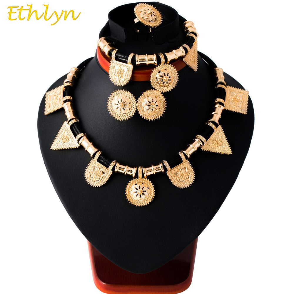 Rose Gold Ethiopian Jewelry Sets Eritrea Habesha sets Ethiopia Bride Wedding Jewellery Gift Sudan/Africa Item S073