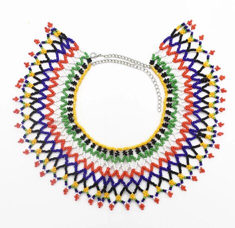 Ethnic African Boho Multicolor Beaded Pendant & Necklaces For Women Statement Collar Necklace Egypt Tribal Jewelry Handmade