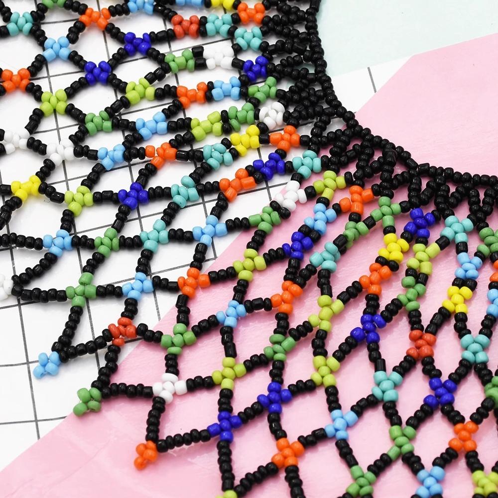 Ethnic African Boho Multicolor Beaded Pendant & Necklaces For Women Statement Collar Necklace Egypt Tribal Jewelry Handmade