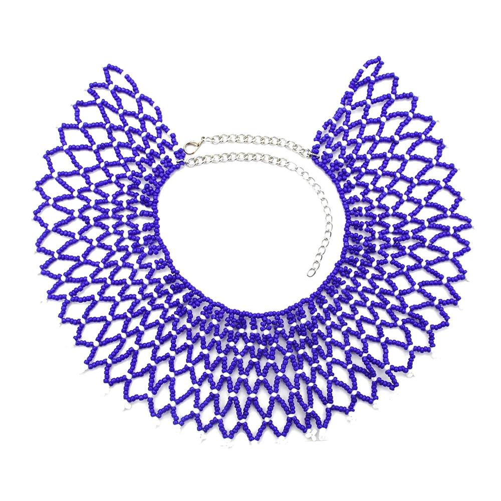 Ethnic African Boho Multicolor Beaded Pendant & Necklaces For Women Statement Collar Necklace Egypt Tribal Jewelry Handmade