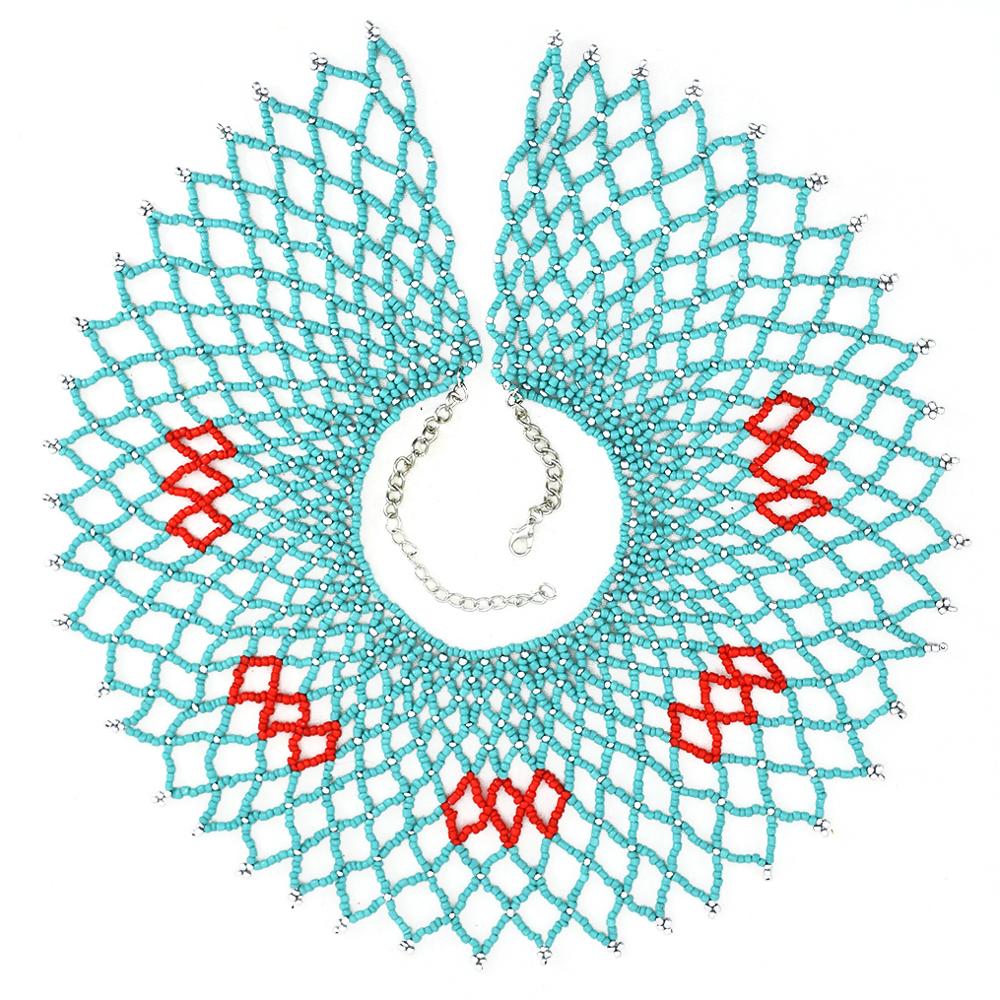 Ethnic African Boho Multicolor Beaded Pendant & Necklaces For Women Statement Collar Necklace Egypt Tribal Jewelry Handmade