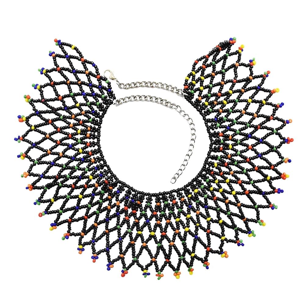 Ethnic African Boho Multicolor Beaded Pendant & Necklaces For Women Statement Collar Necklace Egypt Tribal Jewelry Handmade