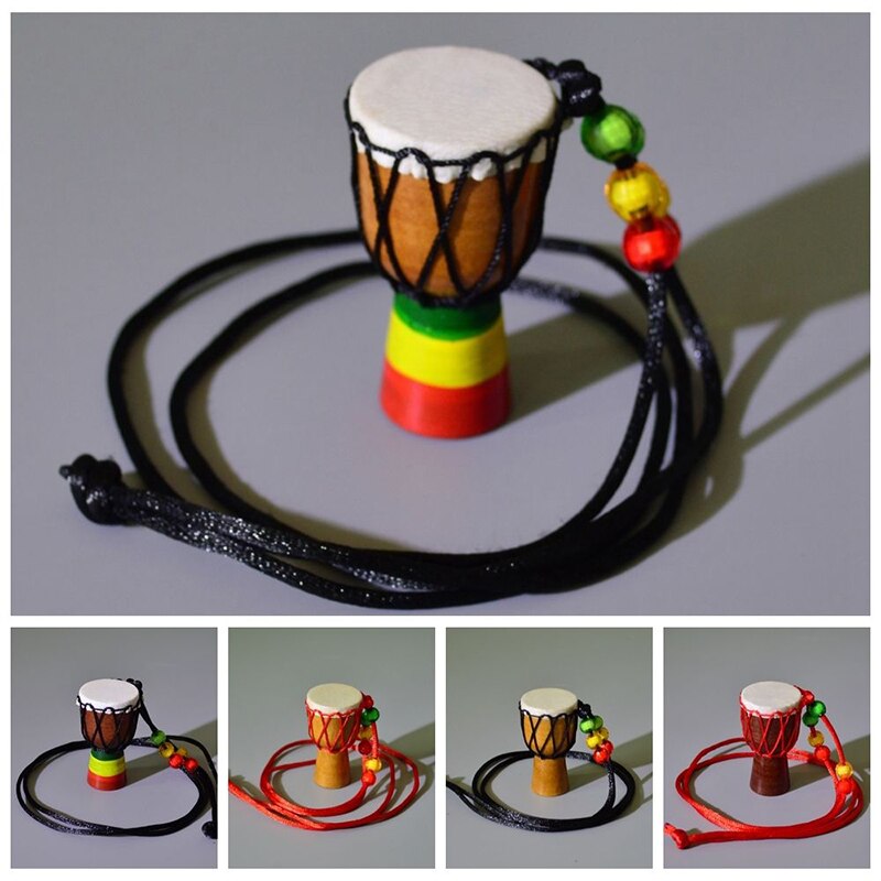 Ethnic African Drum Pendant Necklace Classic Mini Tambourine Kids Necklace Jewelry Gifts Decoration