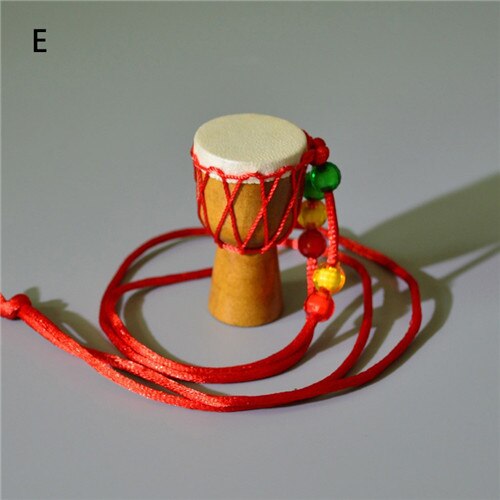 Ethnic African Drum Pendant Necklace Classic Mini Tambourine Kids Necklace Jewelry Gifts Decoration