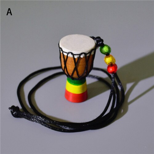 Ethnic African Drum Pendant Necklace Classic Mini Tambourine Kids Necklace Jewelry Gifts Decoration