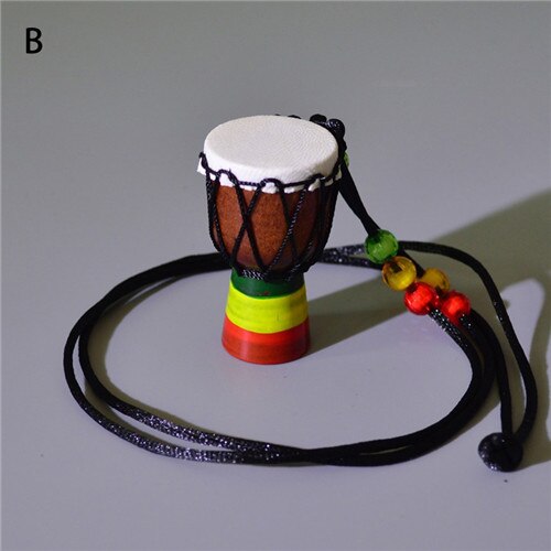 Ethnic African Drum Pendant Necklace Classic Mini Tambourine Kids Necklace Jewelry Gifts Decoration