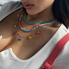 Ethnic Bead Necklace for Women Girl Multi-layers Colorful Flower Pendant Holiday Beach Choker Necklace M3072