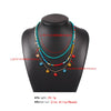 Ethnic Bead Necklace for Women Girl Multi-layers Colorful Flower Pendant Holiday Beach Choker Necklace M3072