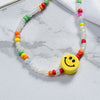 Ethnic Colorful Rice Bead Necklace Bohemian Smiley Women's Neck Chain Cute Handmade Beads Bracelet Christmas Gift Girl