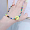 Ethnic Colorful Rice Bead Necklace Bohemian Smiley Women's Neck Chain Cute Handmade Beads Bracelet Christmas Gift Girl