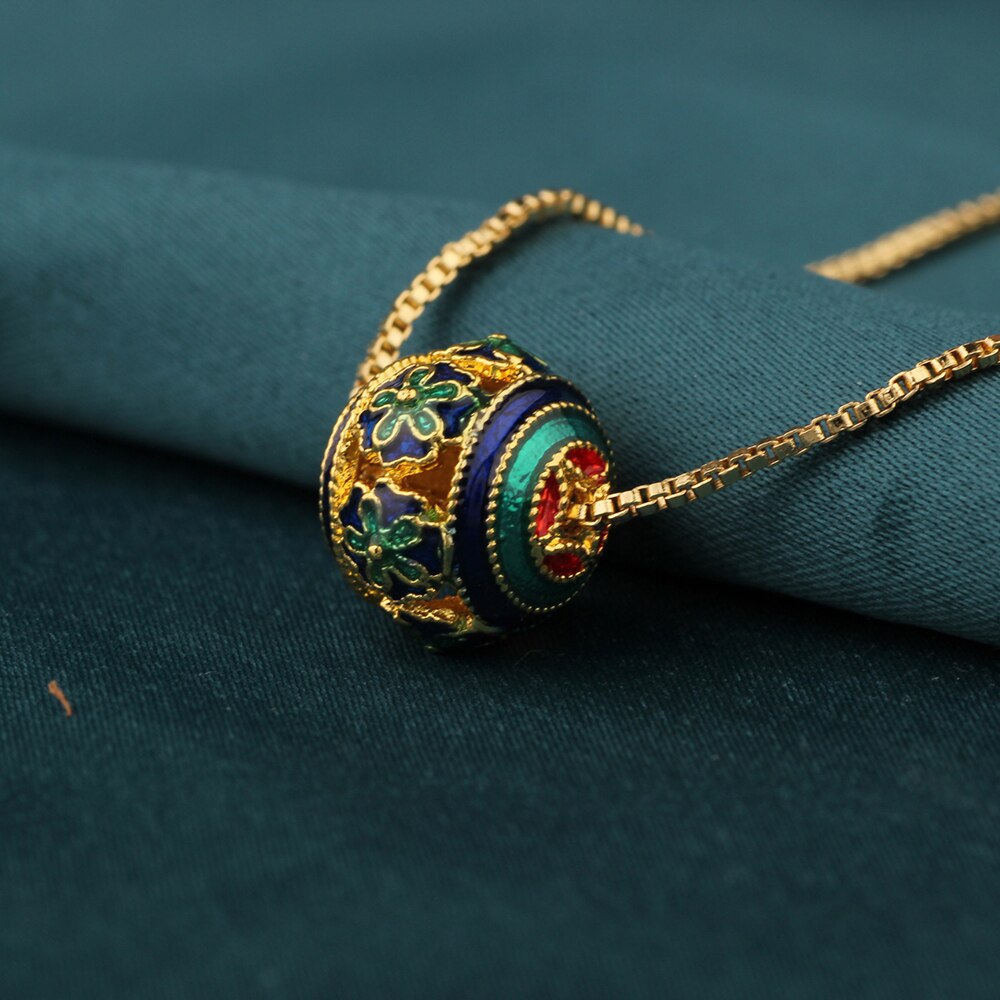 Ethnic Delicate Green flower necklace,vintage Red ball Chokers necklace,Chains pendants Necklace for women's