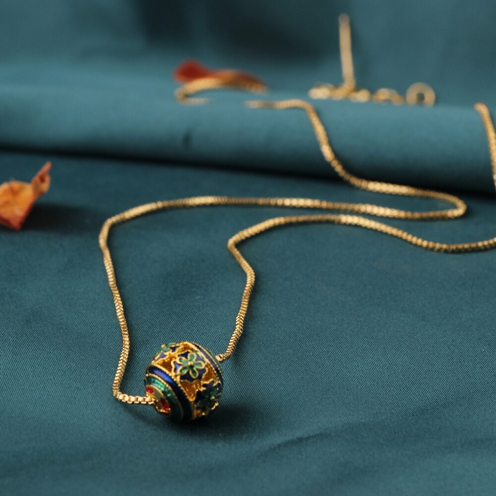 Ethnic Delicate Green flower necklace,vintage Red ball Chokers necklace,Chains pendants Necklace for women's