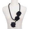 Ethnic Flowers Statement Necklace Women Black Fabric Flower Handmade Pendant Necklace Body Jewelry Aesthetic Clothes Accessories