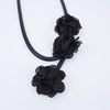 Ethnic Flowers Statement Necklace Women Black Fabric Flower Handmade Pendant Necklace Body Jewelry Aesthetic Clothes Accessories