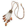 Ethnic Long Black Brown Feather Leather Chain Necklaces for Women Girls Vintage Dream Catcher Pendants Sweater Necklace Jewelry