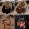 Ethnic Long Black Brown Feather Leather Chain Necklaces for Women Girls Vintage Dream Catcher Pendants Sweater Necklace Jewelry