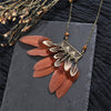 Ethnic Long Black Brown Feather Leather Chain Necklaces for Women Girls Vintage Dream Catcher Pendants Sweater Necklace Jewelry