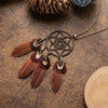 Ethnic Long Black Brown Feather Leather Chain Necklaces for Women Girls Vintage Dream Catcher Pendants Sweater Necklace Jewelry