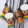 Ethnic Pendant Necklace African Drum Wood Classic Mini Tambourine Rope Necklace Sweater Chain Necklace Jewelry Accessories Gifts