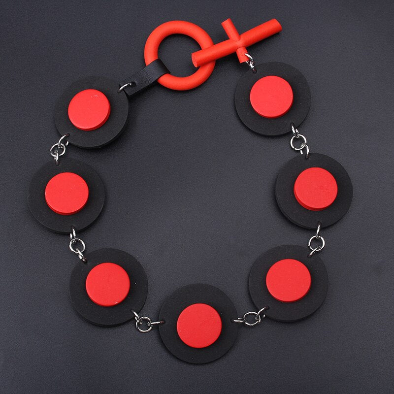 Ethnic Red Black Color Wood Beads Necklace Charm Collar Choker Emo Necklace For Women Hip Hop Handmade Trendy Choker Jewelry