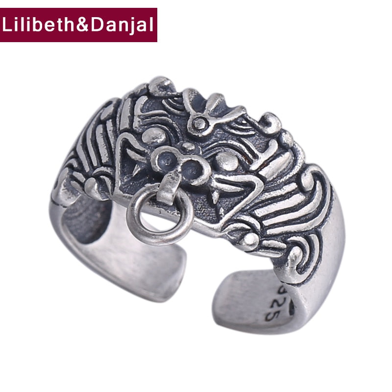 Ethnic Ring 100% Real 925 Sterling Silver fine Jewelry for men women Peace Lucky Money brave troops adjustable Ring 2020 New R82